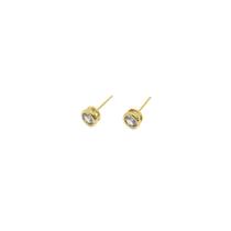 Brinco ponto de luz redondo cristal 6mm - Banhado em ouro 18k