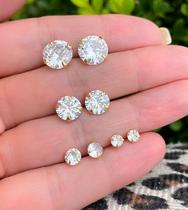 Brinco Ponto de Luz Zirconia Banhado a Ouro 18k Brinco Ponto de Luz Zirconia Banhado a Ouro 18k