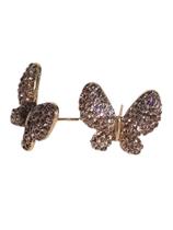 Brinco Poteira Strass Borboleta Banho Ouro Festa
