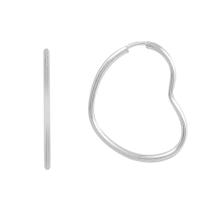 Brinco Prata 925 Argola Coração Fio Redondo Feminino 2.7cm