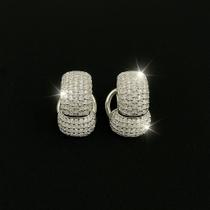 Brinco prata 925 argola ice cravejado banhado prata 925 Premium Par (NÃO ESCURECE)