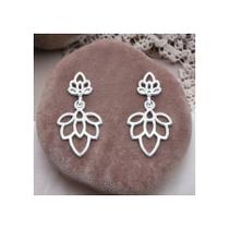 Brinco Prata 925 Flor De Lotus Feminino Jóias Presentes Brinco Prata 925 Flor De Lotus Feminino Jóias Presentes