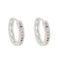 Brinco prata 925 legítima argola feminina zircônia cravejada