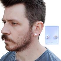 Brinco Prata 925 Masculino Diamante Sintético 8mm Brilho Luxo