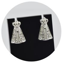 Brinco Prata 925 Nossa Senhora Cravejado Ponte Vecchio Joias