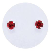 Brinco Prata 925 Ponto De Luz Rubi 3Mm