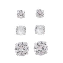 Brinco Prata 925 trio de zirconia cravada unisex joias Brinco Prata 925 trio de zirconia cravada unisex joias