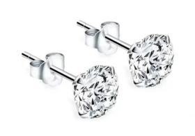 Brinco Prata 925 Zircônia Redonda 7mm Unissex Brinco Prata 925 Zircônia Redonda 7mm Unissex