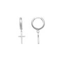Brinco prata argolinha 12mm com cruz palito. 9523AG