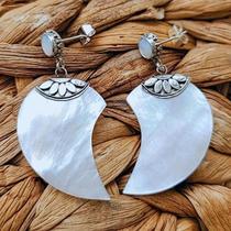 Brinco Prata Bali 925 - Madrepérola - shell.