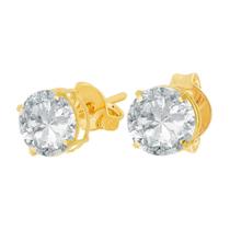 Brinco Prata c/ Ouro 18K Ponto de Luz 5mm