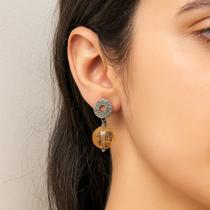 Brinco Prata com Citrino Natural Facetado