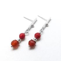 Brinco prata Coral e Ágata Vermelha 0112869B2055 Prata925 Onix