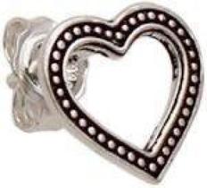 Brinco Prata Envelhecida Coração 10Mm Vado Borda Bolinhas