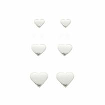 Brinco Prata Feminino Legítimo 925 Coração 3 Furos Brinco Prata Feminino Legítimo 925 Coração 3 Furos