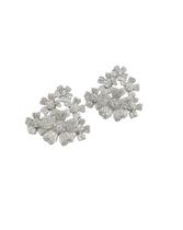 Brinco Prata Mini-Flores Juntas Com Zircônia Cravejada