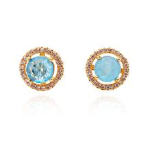 Brinco prata ouro amarelo redondo 10mm turmalina fusion Brinco prata ouro amarelo redondo 10mm turmalina fusion