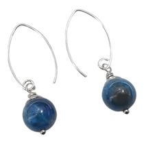 Brinco Prata Pedra Apatita Natural Redondo