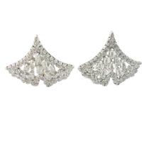 Brinco Prata Ródio Com Zircônia Formato Leque