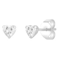 Brinco Prata Zircônia Coração Cristal 7 Mm