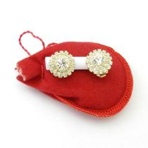 Brinco Pressão Flor Strás 15mm Banhado Ouro 18k BR520