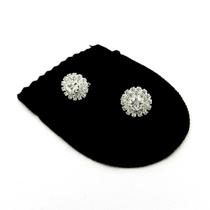 Brinco Pressão Flor Strás 15Mm Folheado Prata Br514