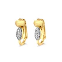 Brinco Pressão Oval Com Pedras De Zircônias Folheado A Ouro