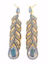 Brinco Preto/Dourado Pendulo - Banho de ouro