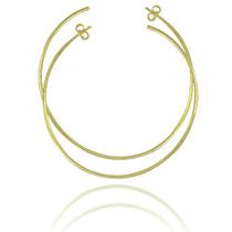 Brinco PRI Style De Argola De Fio Folheado A Ouro 18K Antialérgico Com Acabamento Texturizado