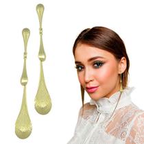 Brinco PRI Style Folheado A Ouro 18K Antialérgico Com Adereços Em Forma De Gota