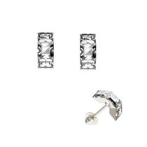 Brinco Prince 2X2 Brilhante de Zircônia Ouro Branco 18K 22245 K070