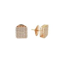 Brinco Quadrado Com 98 Diamantes Em Ouro 18K