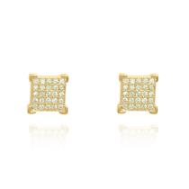 Brinco Quadrado Cravejado Zircônias Folheado em Ouro 18k Brinco Quadrado Cravejado Zircônias Folheado em Ouro 18k