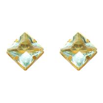 Brinco Quadrado Cristal Colorido Folheado em Ouro 18k SoftJoias