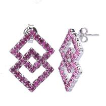 Brinco Quadrado Duplo Com Cristais Rosa Folheado A Metalico Brinco Quadrado Duplo Com Cristais Rosa Folheado A Metalico