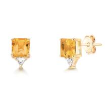 Brinco quadrado e triangulo citrino e moissanite 6x6mm 3x3mm 0.2ct joia deprata luxo möverich Brinco quadrado e triangulo citrino e moissanite 6x6mm 3x3mm 0.2ct joia deprata luxo möverich