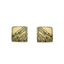 Brinco Quadrado Estampado Fosco Ouro 18K 750