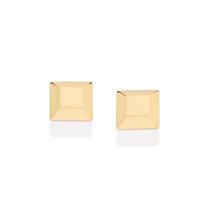 Brinco quadrado facetado banhado a ouro 527454 Rommanel Brinco quadrado facetado banhado a ouro 527454 Rommanel