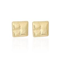 Brinco Quadrado Texturas Banho Ouro 18K