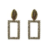 Brinco Quadrado Vazado com Strass Brinco Quadrado Vazado com Strass