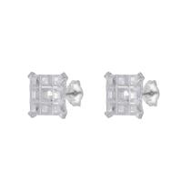 Brinco Quadrado Zircônia Pedra Cravejado 8mm Em Prata 925 Brinco Quadrado Zircônia Pedra Cravejado 8mm Em Prata 925