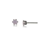 Brinco Quartzo Rosa Pontinho Mini Ródio Negro