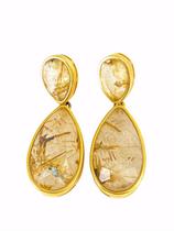 Brinco Quartzo Rutilado Dourado Brinco Quartzo Rutilado Dourado