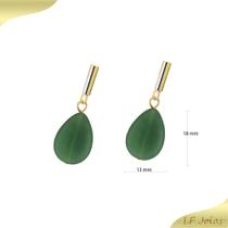 Brinco quartzo verde gota