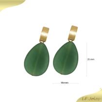 Brinco quartzo verde gota