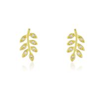 Brinco Raminho com Zircônias Via - Banho Ouro 18K Brinco Raminho com Zircônias Via - Banho Ouro 18K
