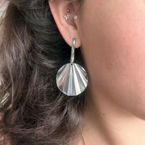 Brinco redondo 3,5cm raiado aço inox