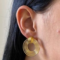 Brinco Redondo Aros Banhado a Ouro 18k Brinco Redondo Aros Banhado a Ouro 18k