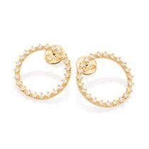 Brinco redondo banhado a ouro 18k com zircônias Cód. 52713106 Brinco redondo banhado a ouro 18k com zircônias Cód. 52713106