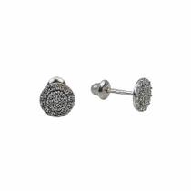 Brinco Redondo Cravejado Com Zircônias Em Ouro Branco 18K